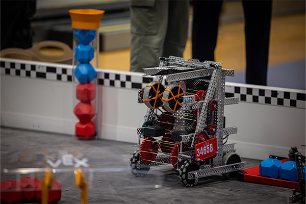 A robot during the December qualifier event at Dakota State. 